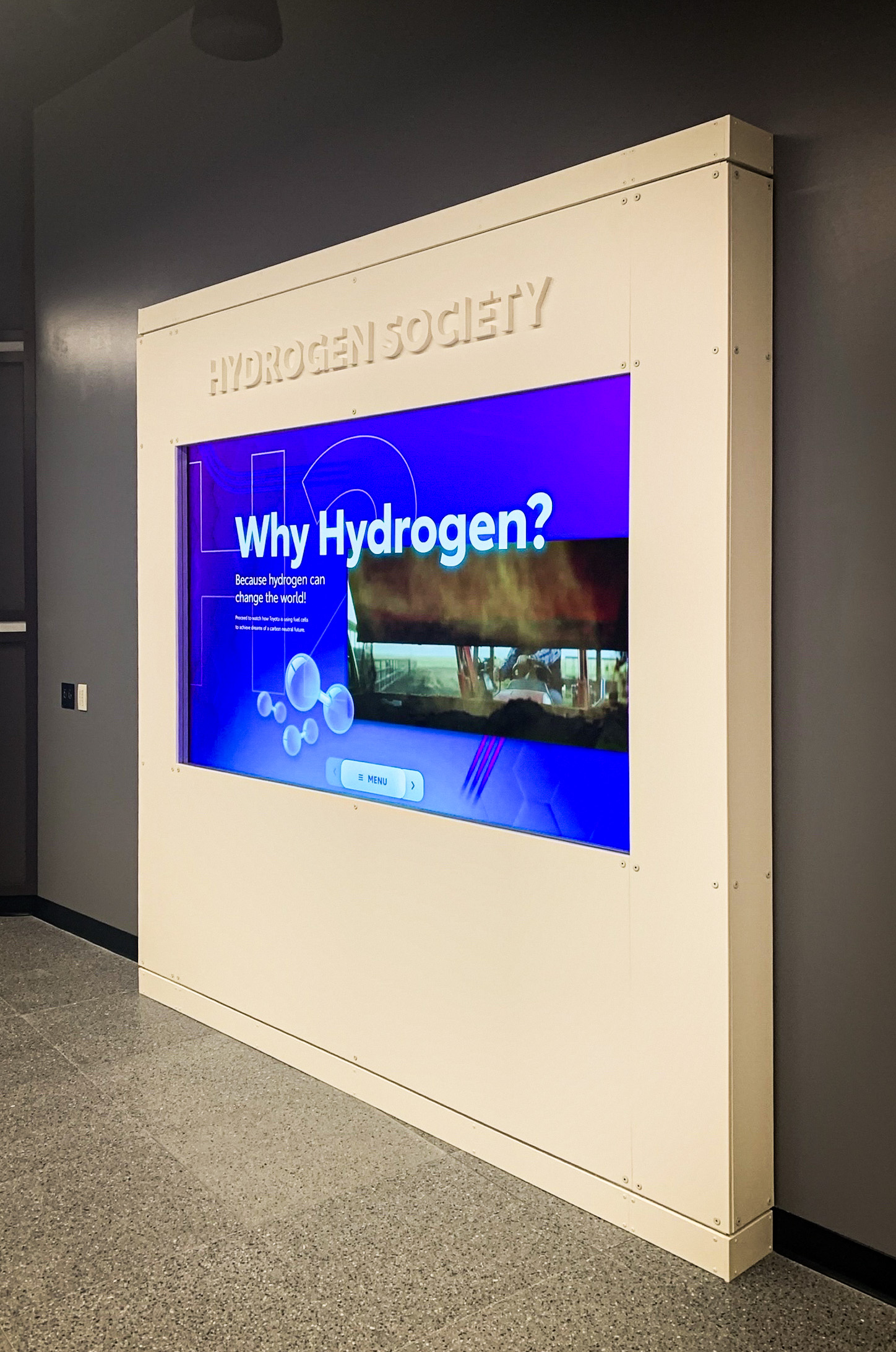 Hydrogen Society interactive touchscreen kiosk detail