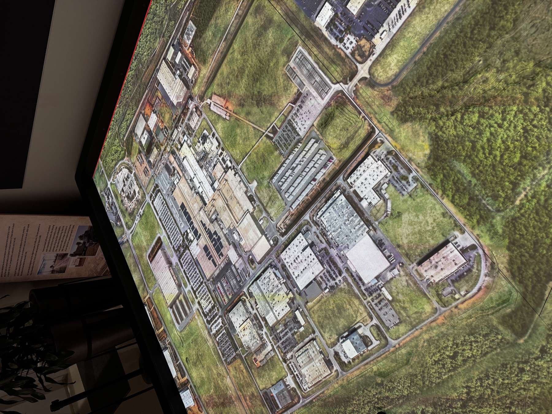 Projection table detail with plant footprint